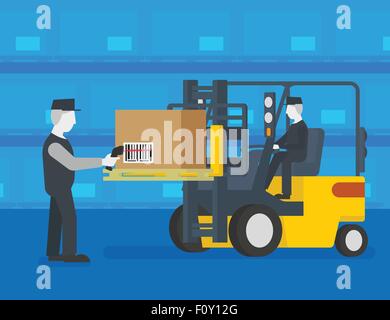Barcode scanning at the warehouse Stock Vector