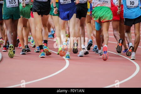 Beijing, China. 23rd Aug, 2015. A group of athletes competing in the Men's 20 km Race Walk is pictured at the 15th International Association of Athletics Federations (IAAF) Athletics World Championships in Beijing, China, 23 August 2015. Photo: Michael Kappeler/dpa/Alamy Live News Stock Photo