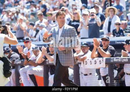 New York, New York, USA. 22nd Aug, 2015. Former Yankee TINO MARTINEZ is on hand as Former Yankees' catcher Jorge Posada is honored with a plaque in Monument Park prior to the NY Yankees vs. Cleveland Indians, Yankee Stadium, Saturday August 22, 2015. Credit:  Bryan Smith/ZUMA Wire/Alamy Live News Stock Photo