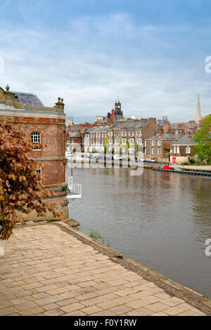 Former warehouses line the banks of the River Ouse in York, North Yorkshire, England, UK Stock Photo