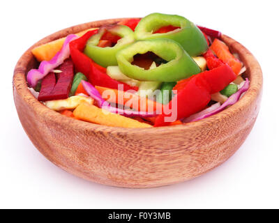 Sliced vegetables in a wooden bowl Stock Photo