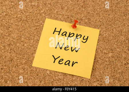 Happy New Year - sticky note Stock Photo