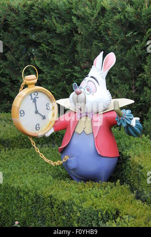 White Rabbit clock watching in Disneyland Paris Stock Photo