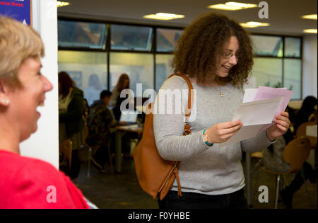 Students collecting A level results and successfully getting into university Stock Photo