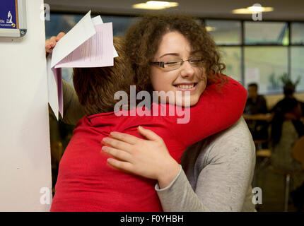 Students collecting A level results and successfully getting into university Stock Photo