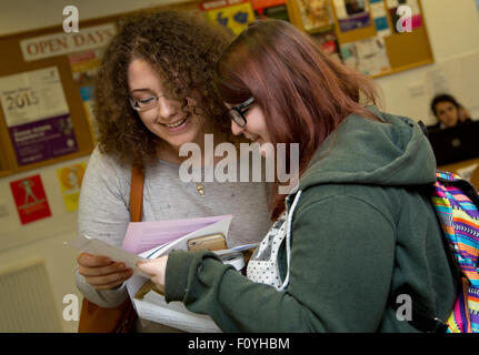 Students collecting A level results and successfully getting into university Stock Photo