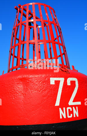 Red channel seagoing marker buoy North Shields Tyne and Wear Stock Photo