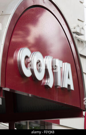 Costa coffee shop sign logo. Stock Photo