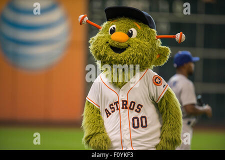 Houston, TX, USA. 23rd Aug, 2015. Houston Astros mascot Orbit prior to a Major League Baseball game between the Houston Astros and the Los Angeles Dodgers at Minute Maid Park in Houston, TX. Trask Smith/CSM/Alamy Live News Stock Photo