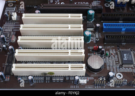 PCI slots on computer motherboard. IT technology Stock Photo