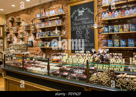 Chocolate shop, Brussels, Belgium Stock Photo