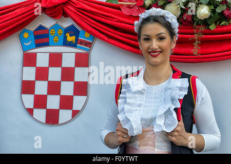 Girl in Authentic Dress at Sinjska Alka in Sinj, Croatia Stock Photo