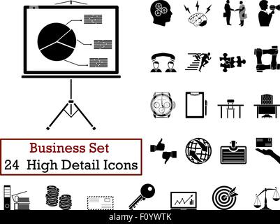 Set of 24 Business Icons in Black Color. Stock Vector