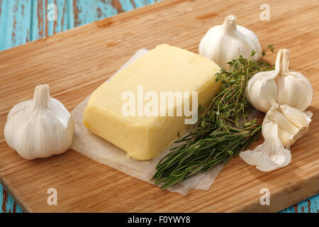 compound butter ingredients herb thyme rosemary garlic fresh homemade italian food tasty Stock Photo