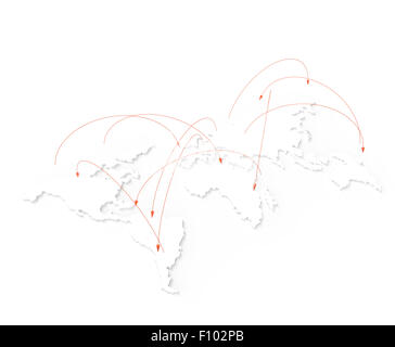 social network human 3d on world map as concept Stock Photo