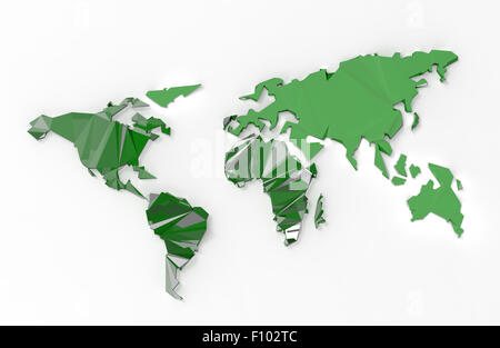 low polygon 3d world map on white background Stock Photo