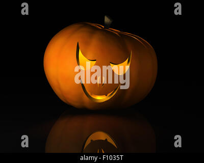 Creepy Halloween jack o lantern pumpkin with a carved evil scary ...