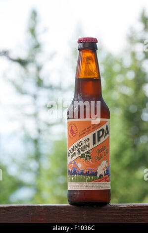 A bottle of Going To The Sun IPA by the Great Northern Brewing Company of Whitefish, Montana, USA. Stock Photo