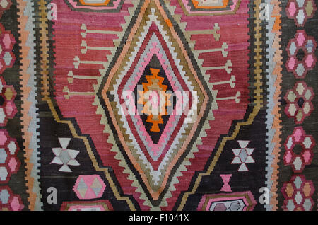 Central part of the wool rug with geometric pattern Stock Photo