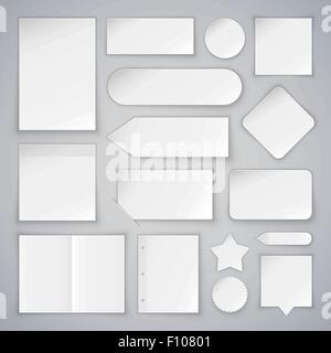 Set of White Paper Sheets Mock Ups and Banners Stock Vector