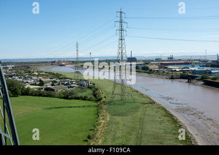 River Usk from top of The Transporter Bridge Newport South Wales Stock Photo