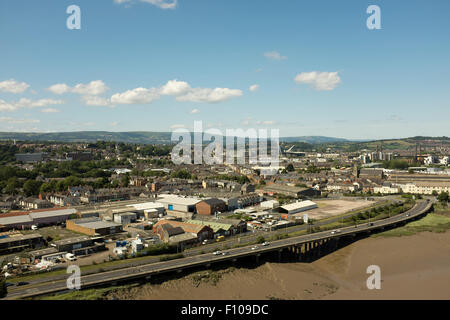 View over Town from The Transporter Bridge Newport South Wales Stock Photo