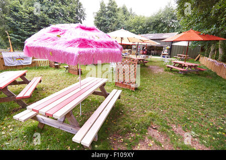 Outside seating area at the Rectory Farm Cafe in Stanton St John, Oxfordshire. Stock Photo