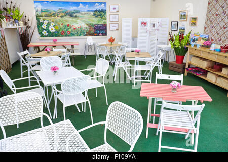 The indoor seating area at the Rectory Farm Cafe in Stanton St John, Oxfordshire Stock Photo