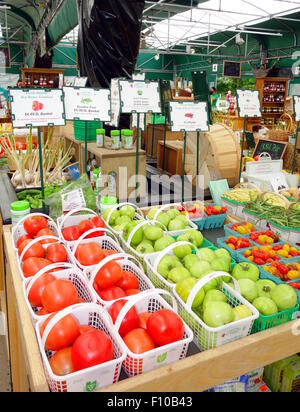 Vegetables selection at a farmers market in Barrie, Canada Stock Photo