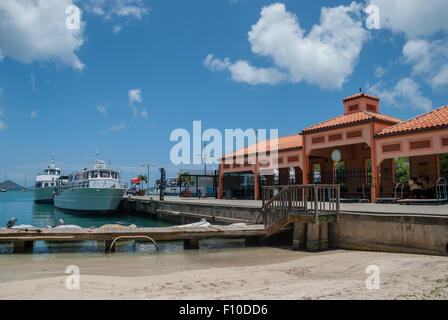 The primary way for tourists to reach St. John is through a ferry connecting St. Thomas to St. John Stock Photo