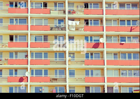 balconies and windows of a residential building Stock Photo
