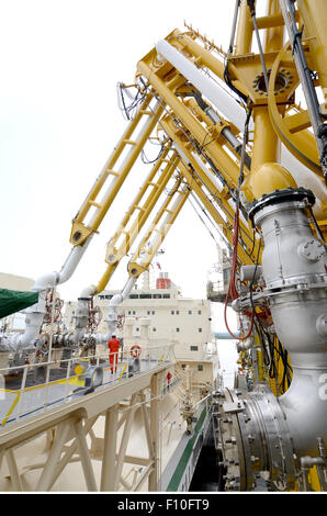 Loading Arm Transporting Gas LNG From Station To LNG Tanker Stock Photo Alamy