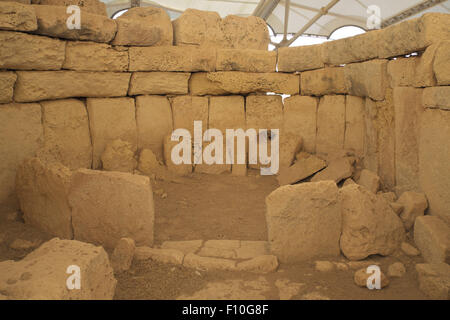 A chamber in the Hagar Qim Temples, near Qrendi, Malta. Stock Photo