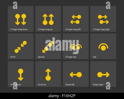 Multi-touch gestures for tablets or phone icons. Stock Vector