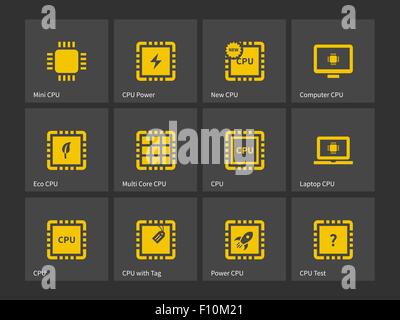 CPU, Central Processing Unit icons. Stock Vector