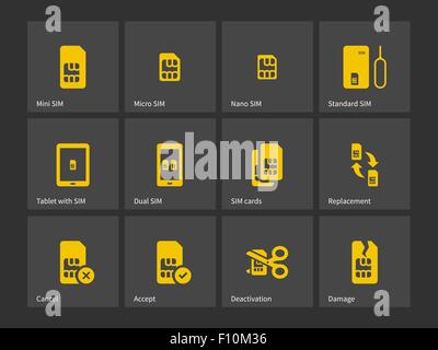 Set of SIM cards different sizes icons. Stock Vector