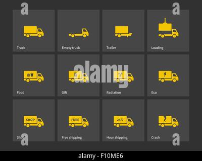Cargo delivery trucks icons. Stock Vector