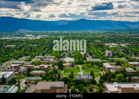 View of University of Montana from Mount Sentinel, in Missoula, Montana. Stock Photo