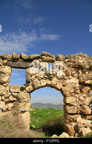 Israel, Jezreel Valley, ruins of the Ottoman tower in Tel Jezreel Stock ...