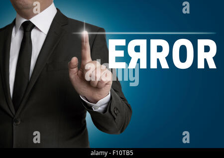 error touchscreen is operated by businessman concept. Stock Photo