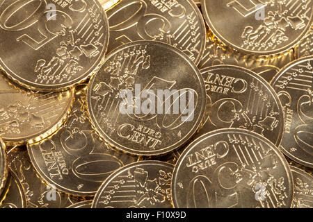 50 Euro cent coins Stock Photo