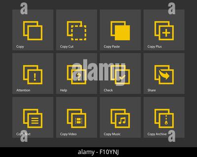 Copy Paste icons for Apps, Web Pages. Stock Vector
