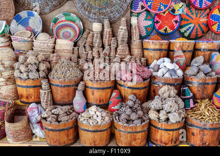 market stand in the old town of Aswan, the Souk, Egypt, Africa Stock Photo
