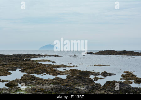Ailsa Criag from Turnberry Beach - Ayrshire Coast, Scotland, UK Stock Photo