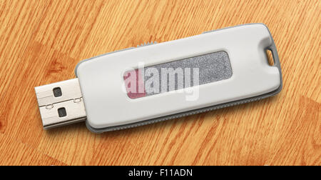 Usb flash drive on the wooden background Stock Photo