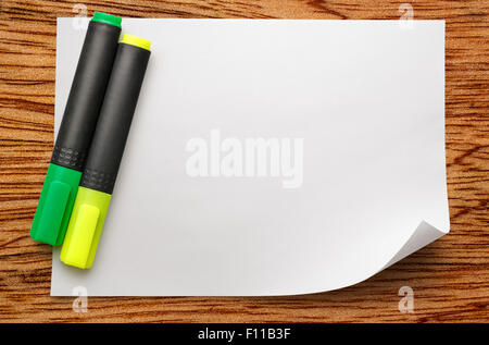 Blank sheet of paper on wooden background Stock Photo