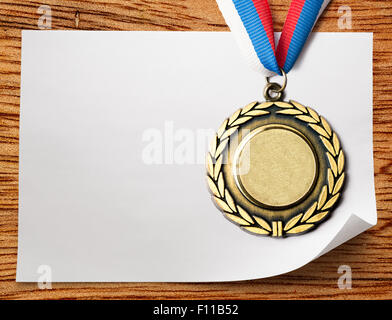 Blank sheet of paper on wooden background Stock Photo