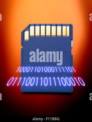 Micro memory card for camera in blur numbers Stock Photo