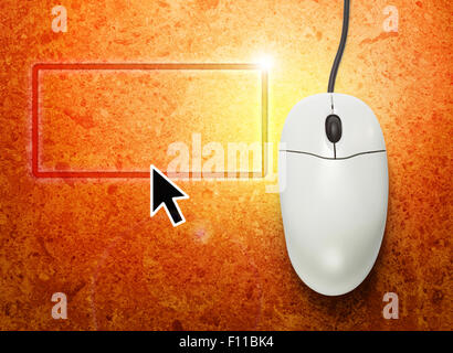 Computer mouse with arrow click in closeup Stock Photo