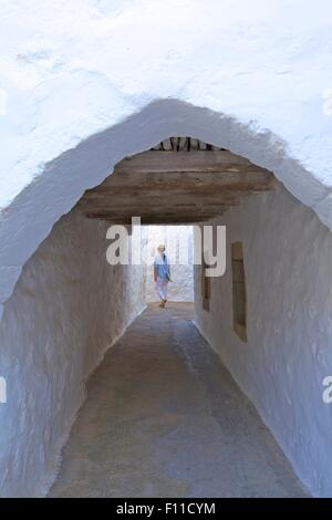 Narrow Lanes In Chora, Patmos, Dodecanese, Greek Islands, Greece, Europe Stock Photo